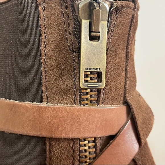 Diesel Women’s D-Kinley Boots Brown Leather Tall Ankle Boots Size 6.5 - Picture 3 of 12